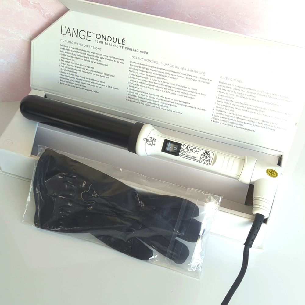 L'ange Ondulé 32mm Tourmaline Curling Wand with glove (black) - same day ship!